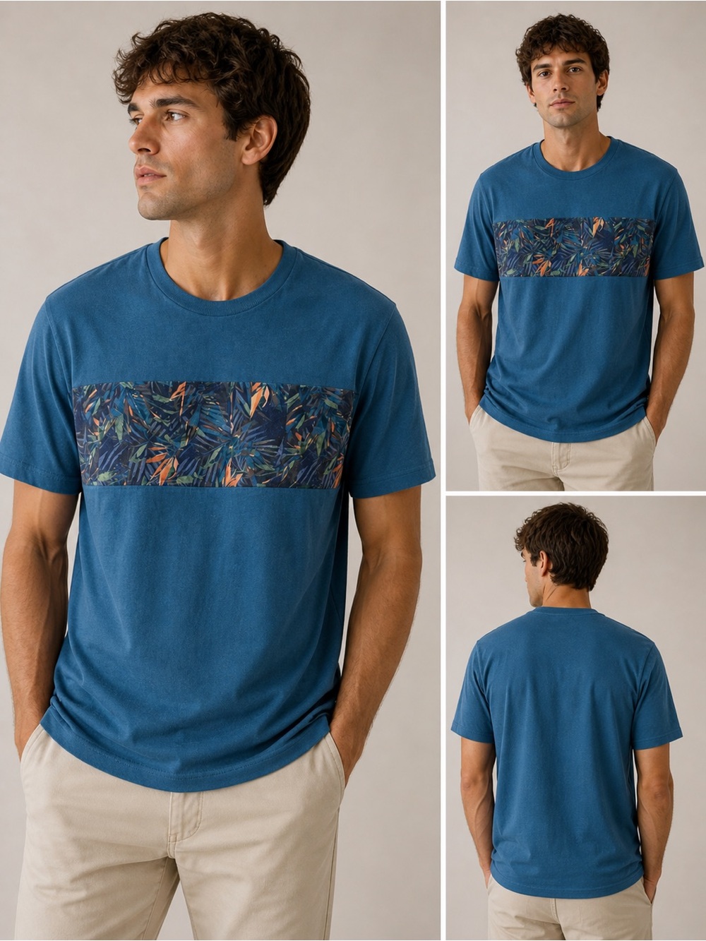 Arizona Jean Co. Men’s Teal Tropical Stripe Tee | Size Large